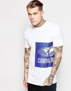 Criminal Damage Oversized T-shirt With Globe Print - White