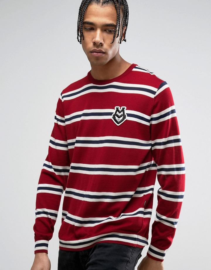 Love Moschino Striped Sweater With Chest Print - Red