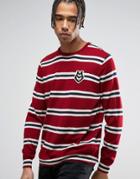 Love Moschino Striped Sweater With Chest Print - Red