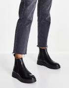 & Other Stories Leather Chelsea Boots With Contrast Stitch In Black