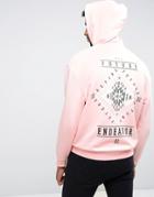 Asos Oversized Hoodie In Pink With Geo-tribal Print - Pink
