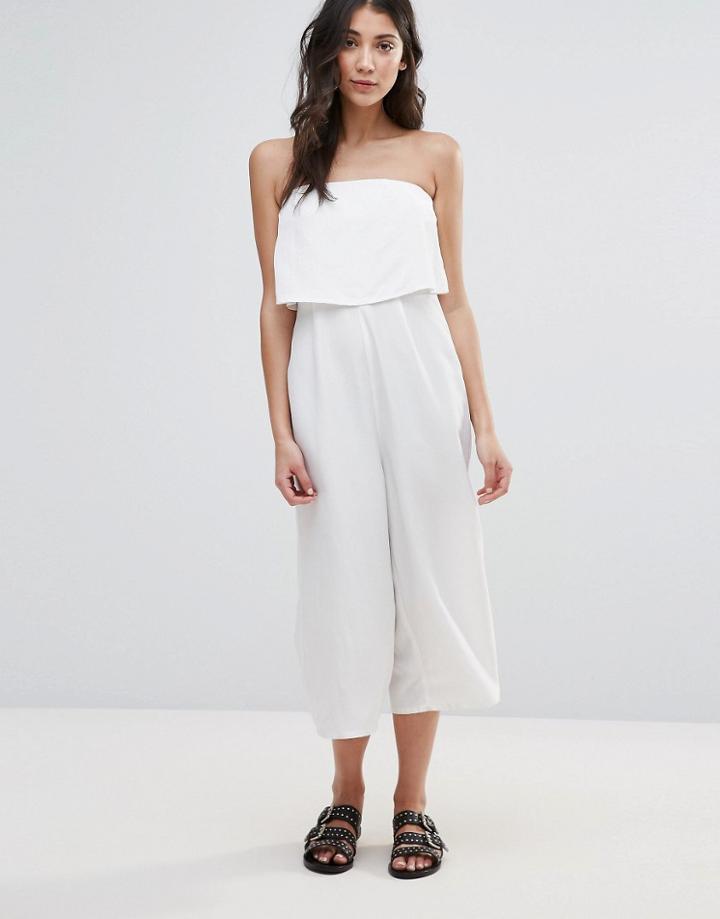 Neon Rose Double Layer Bandeau Jumpsuit - White