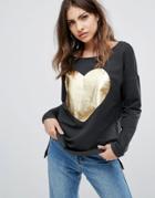 Only Valentine Heart Foil Sweater - Black