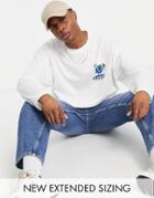 Asos Design Oversized Long Sleeve T-shirt In White With Globe Chest Print