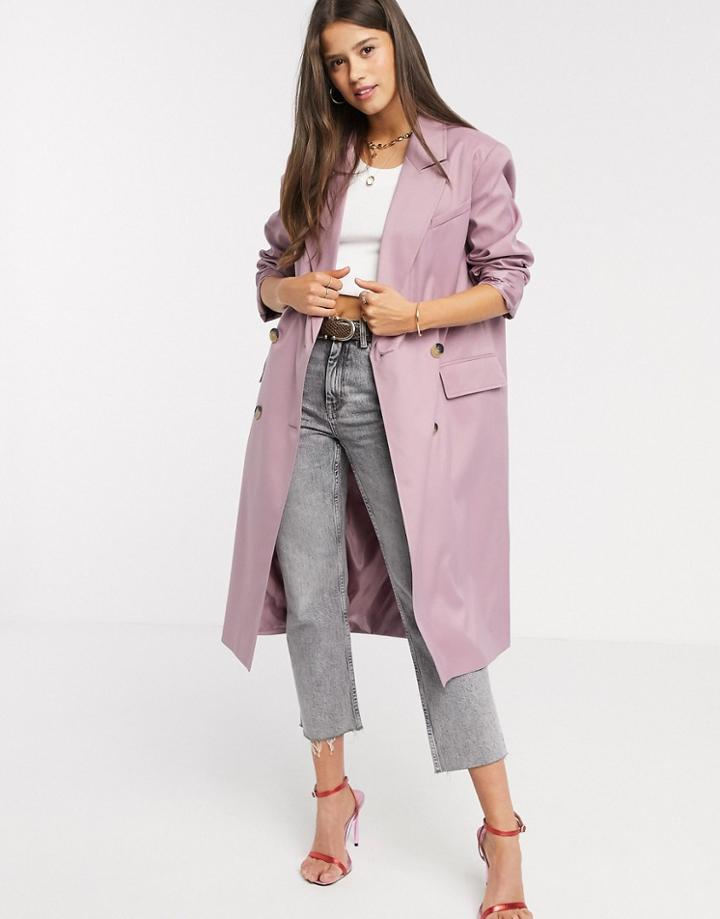 Asos Design Classic Crepe Coat In Mauve-purple