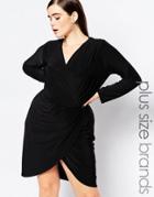 Missguided Plus Wrap Dress - Black