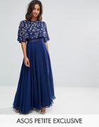 Asos Petite Embellished Short Sleeve Floral Maxi Dress - Multi