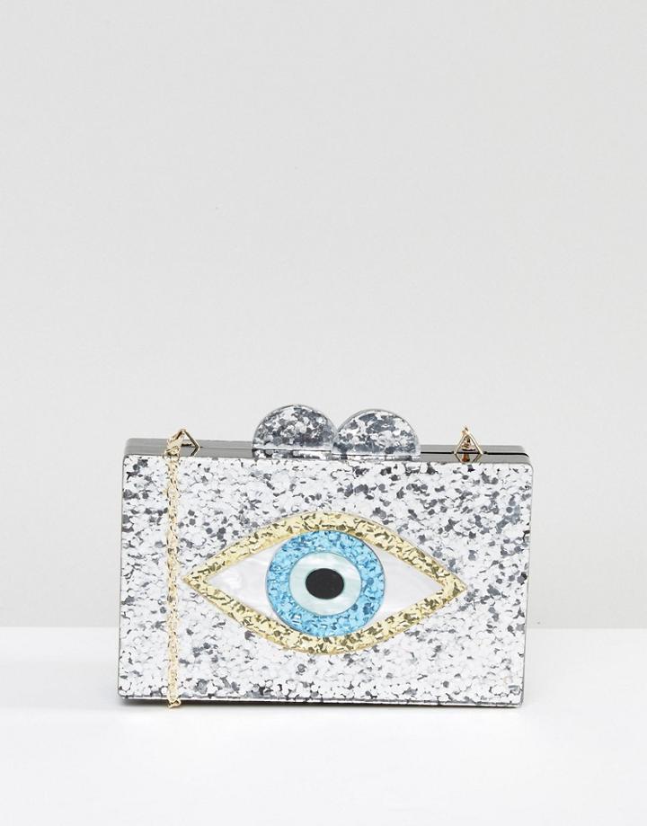 Liquorish Glitter Evil Eye Clutch - Multi
