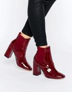 New Look Chelsea High Patent Boots - Red