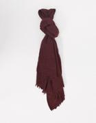 Asos Design Wool Mix Lightweight Long Woven Scarf In Burgundy-red
