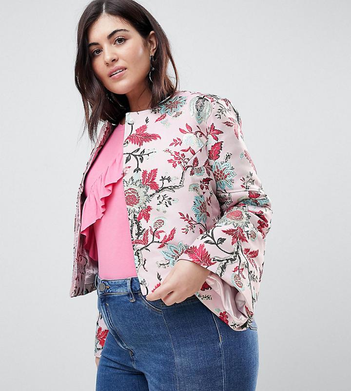 Dolly & Delicious Plus Allover Premium Embroidered Kimono Sleeve Cropped Jacket - Multi