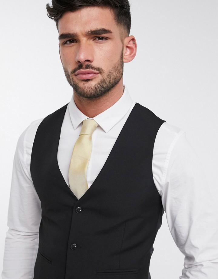 Harry Brown Slim Fit Plain Suit Suit Vest-black