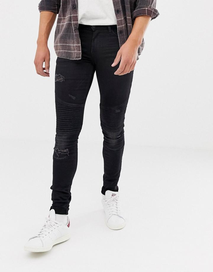 Blend Biker Super Skinny Jeans In Black - Black