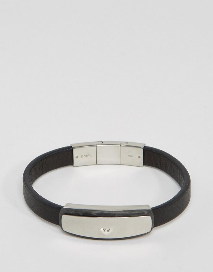 Emporio Armani Carbon Stripe Logo Bracelet In Black - Black