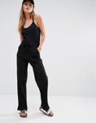 First Base Rib Knit Jumpsuit - Black