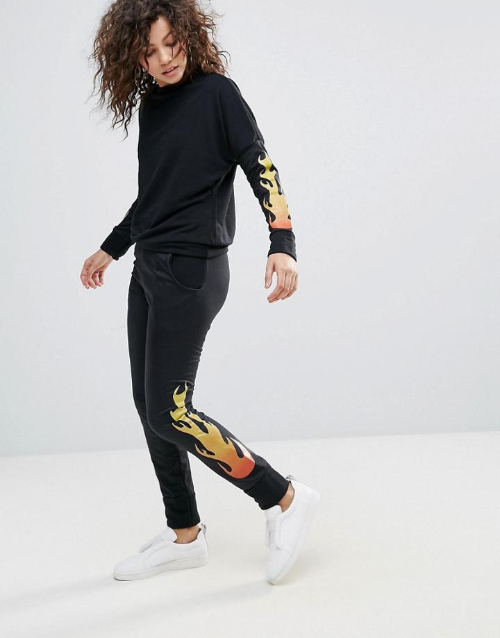 Lasula Flame Jogger Bottoms - Black