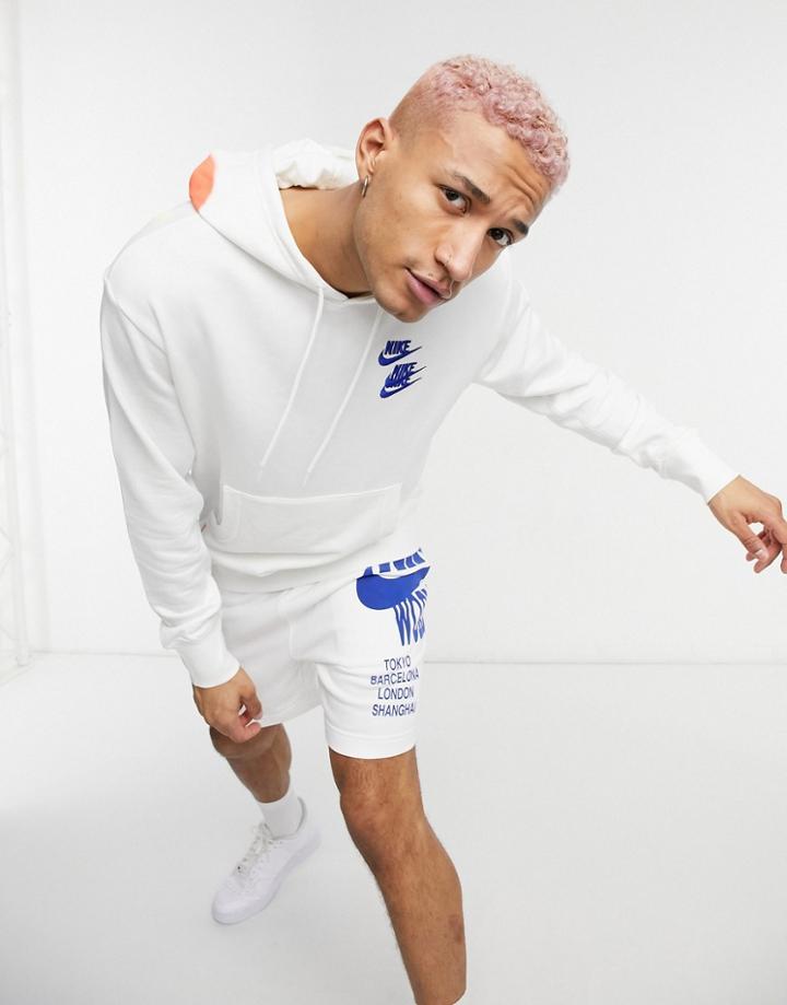 Nike World Tour Pack Graphic Hoodie In White