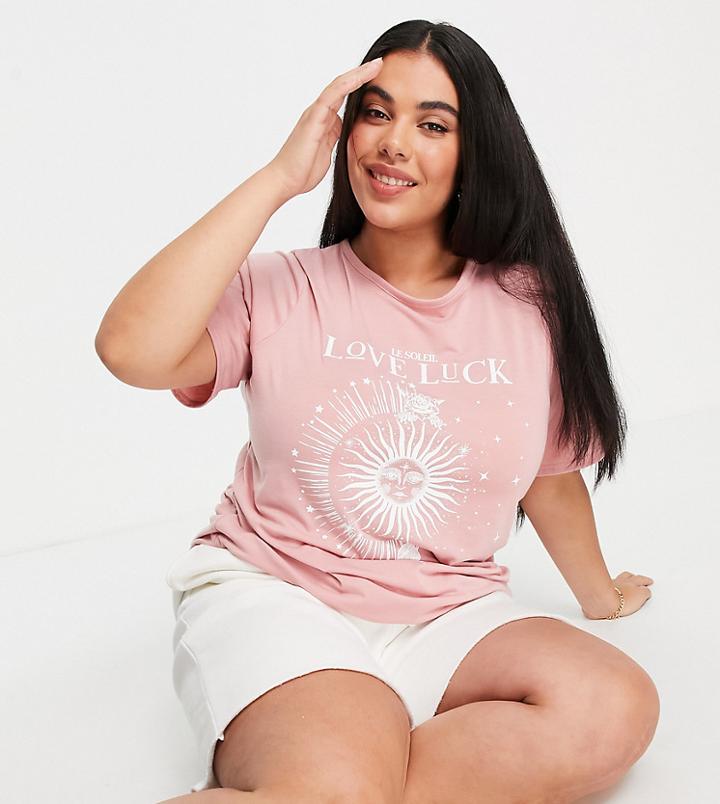 Yours Slogan T-shirt In Pink