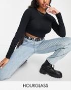 Asos Design Hourglass Fitted Crop T-shirt With Long Sleeve In Black