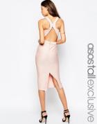 Asos Tall Bandage Midi Dress With Open Back - Blush