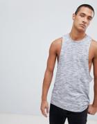 Asos Design Sleeveless T-shirt With Dropped Armhole And Racer Back In Interest Fabric - Navy