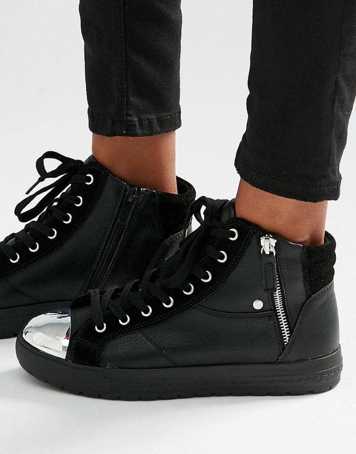 Aldo Zip Detail High Top Sneakers - Black