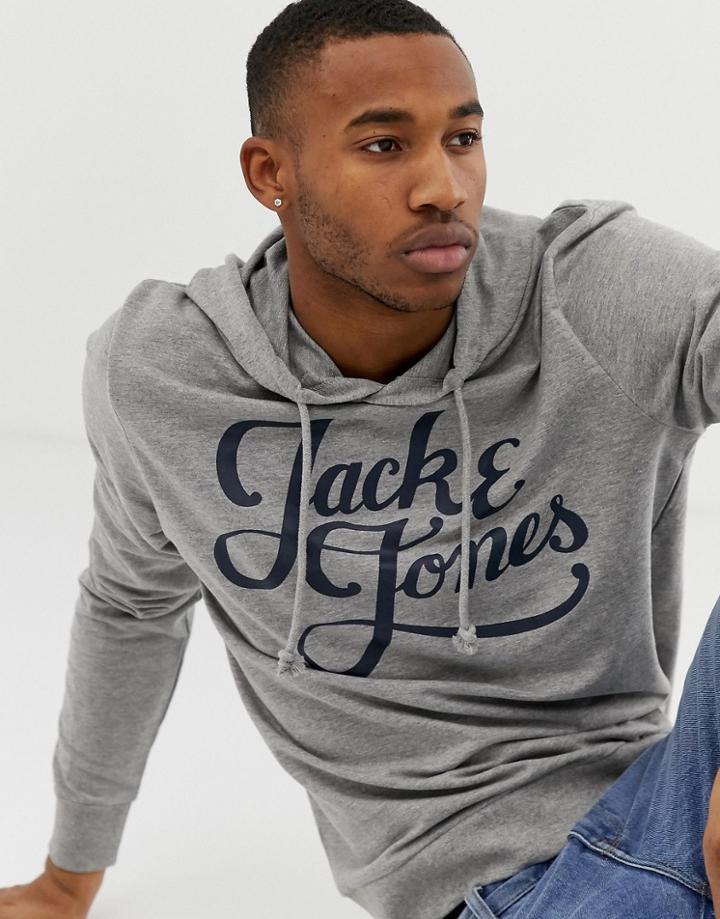 Jack & Jones Originals Pull Over Logo Hoodie - Gray