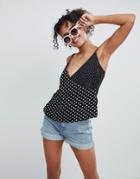 Asos Wrap Cami With Button Detail In Mixed Spot-multi