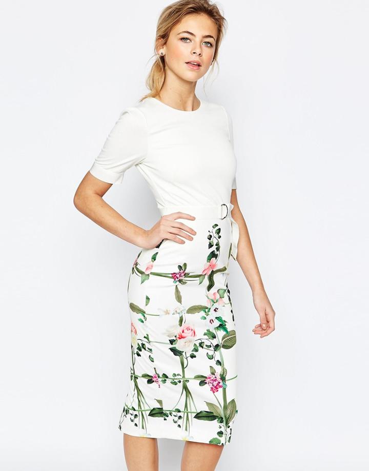 Ted Baker Secret Trellis D Ring Dress - Cream