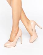 New Look Patent Round Toe Court Shoe - Beige