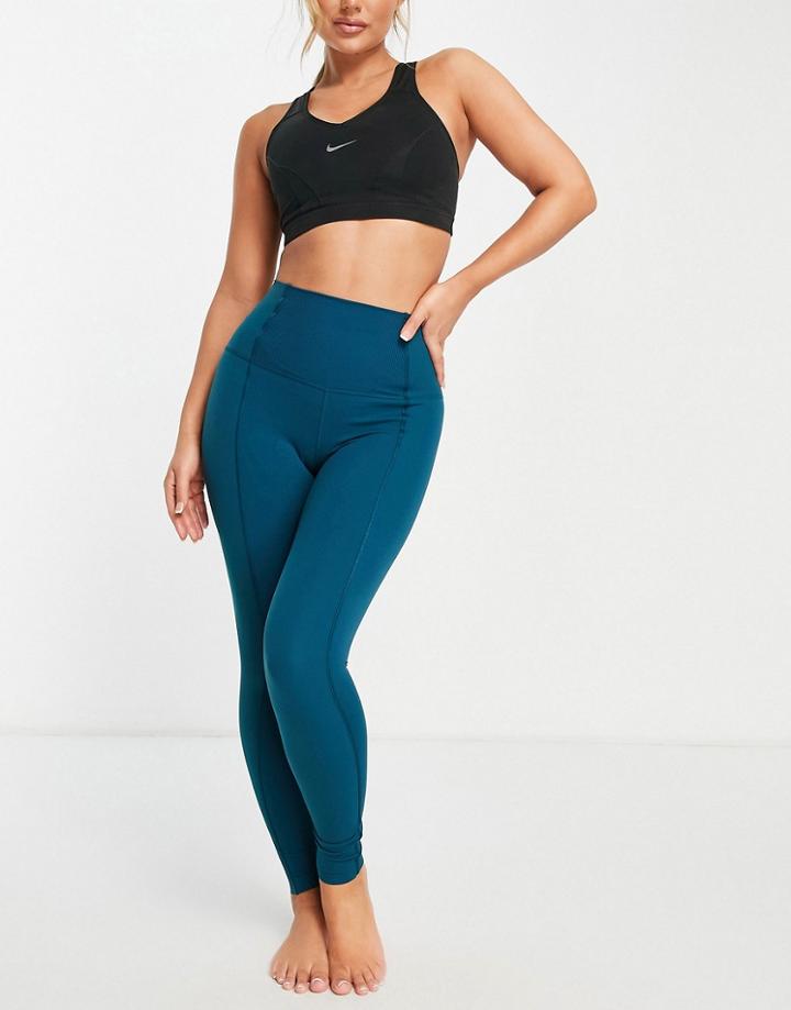 Nike Yoga Dri-fit Matte Shine 7/8 Leggings In Teal-green