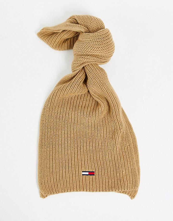 Tommy Jeans Basic Rib Scarf In Beige-neutral