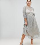 Little Mistress Plus All Over Lace Maxi Dress With Balloon Sleeve Detail - Green