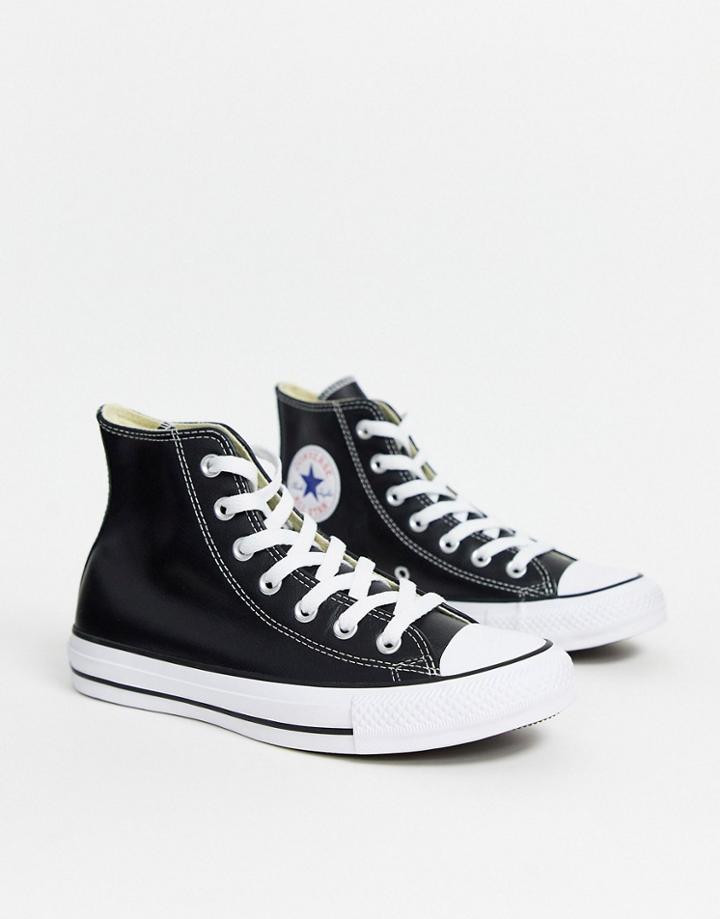 Converse Chuck Taylor All Star Hi Leather Sneakers In Black