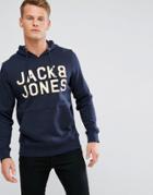 Jack And Jones Chest Pint Overhead Hoodie - Navy