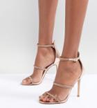 Lipsy Metallic 3 Strap Barely There Shoes - Pink