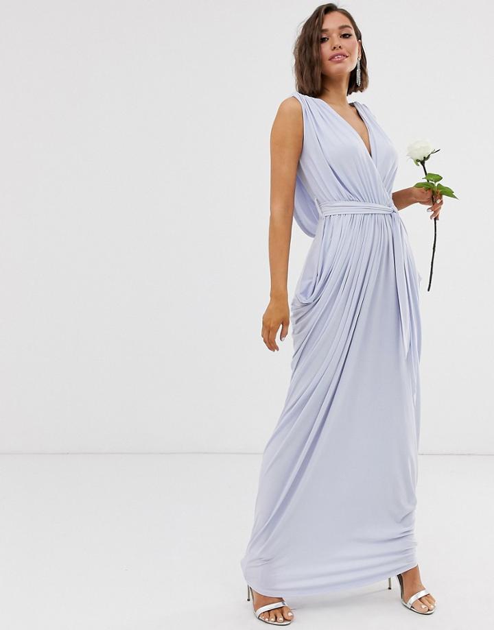 Club L London Slinky Cowl Back Bridesmaid Maxi Dress - Blue