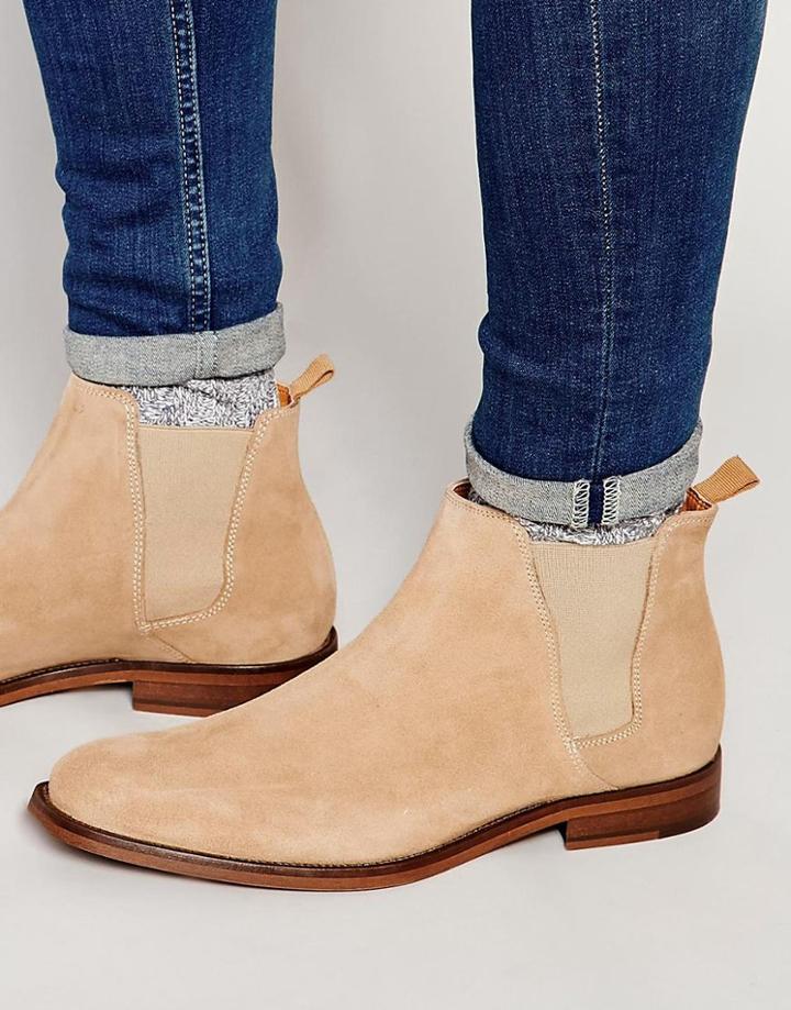 Aldo Vianello Suede Chelsea Boots - Beige