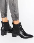 Missguided Studded Heeled Ankle Boots - Black
