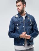 Dead Vintage Distressed And Ripped Denim Jacket - Blue