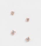 Kingsley Ryan Sterling Silver Rose Gold Plated Mini Gem Stud Earrings Set - Gold