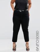 Asos Curve Farleigh Slim Mom Jeans In Clean Black - Black
