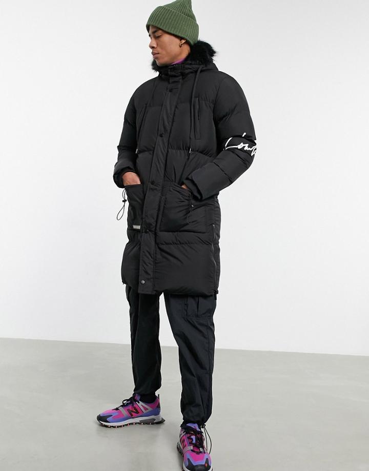 The Couture Club Longline Paneled Puffer Jacket In Black
