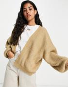 Miss Selfridge Eco Balloon Sleeve Cardigan In Camel-neutral