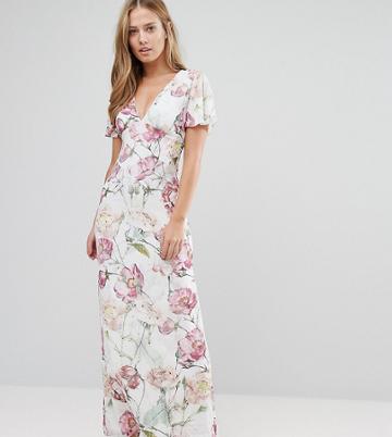 Hope And Ivy Maxi Dress In Vintage Floral Print - Multi