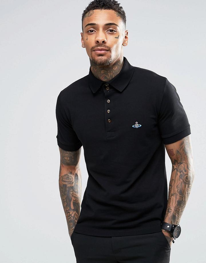 Vivienne Westwood Polo With Contrast Collar And Sleeves - Black