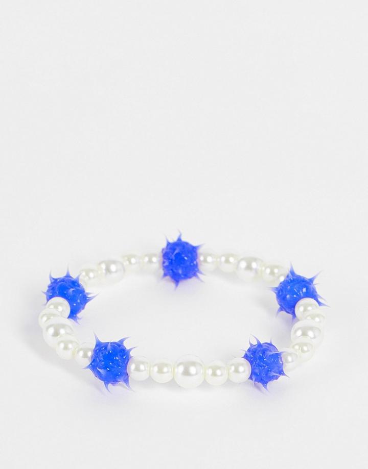 Asos Design Bracelet With Rubber Spikey Balls-multi