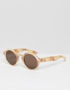 Mr. Boho Round Sunglasses Hackney In Marble With Classical Lenses Made In Italy - Brown