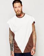 Asos Super Oversized T-shirt With Contrast Triangle In Rust/stone - Burnt Umber