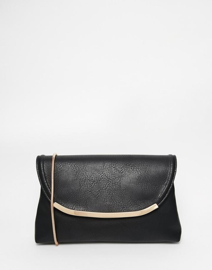Asos Clutch Bag With Curved Metal Bar - Black